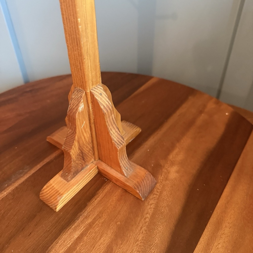 Vintage Wooden Coffee Mug Cup Holder 4 Arms Jewelry Tree 15" Stand Handmade - Picture 6 of 8
